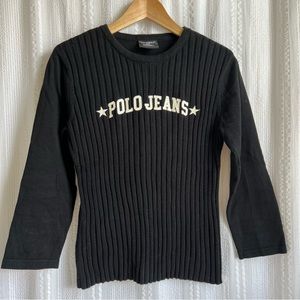 POLO JEANS CO. Black Ribbed Sweater with Logo‎